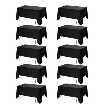 10-Pack Black Tablecloths for Rectangle Tables, 60 x 120 Inches