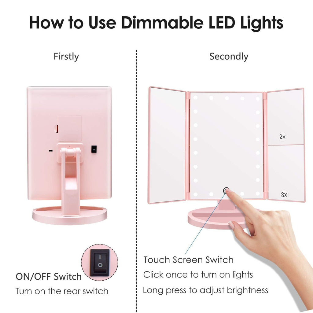 Makeup Mirror with 21 LED Lights,Two Power Supply Modes