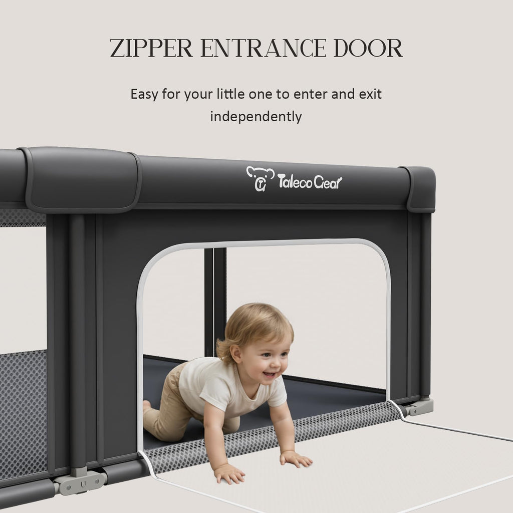 Foldable Playpen for Babies and Toddlers, 71"x79" Portable Play Yard with Mat, Kids Collapsible Play Pen with Sturdy