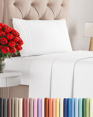 Cal King 4 Piece Sheet Set - Comfy Breathable & Cooling Sheets - White