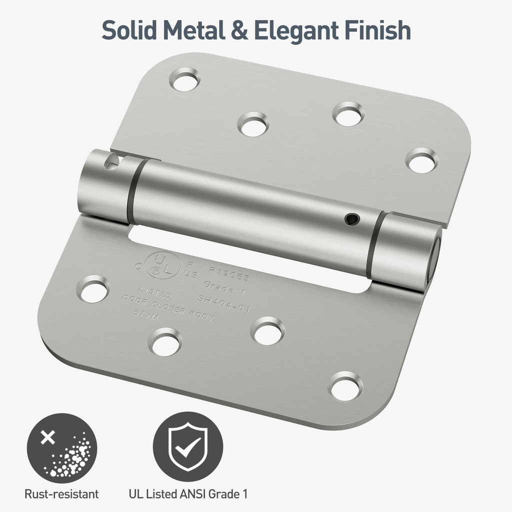 2 Pack Self Closing Door Hinges 4 Inch Spring Hinges, Brushed Nickel