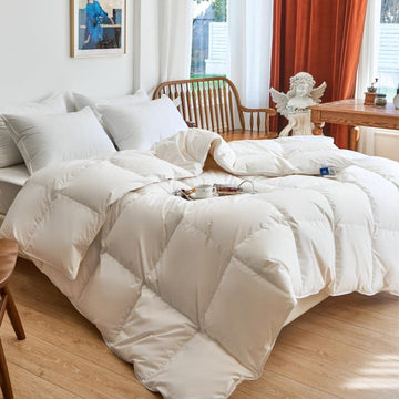 Elite Feather Down Comforter Queen Size-Made in Canada-Oeko Tex Cotton Shell-Canadian Feather&Down Duvet Insert
