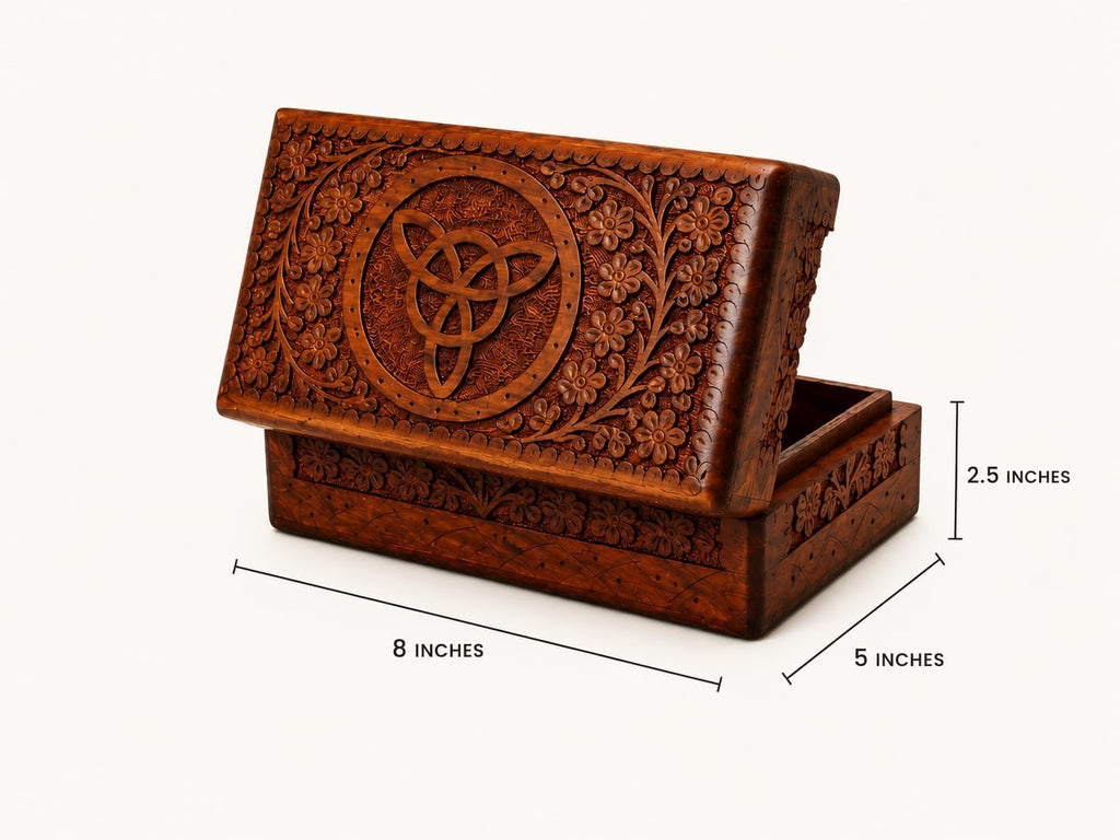 Handmade Wooden Jewelry & Keepsake Box, Decorative Storage Box, 8 x 5 Inch
