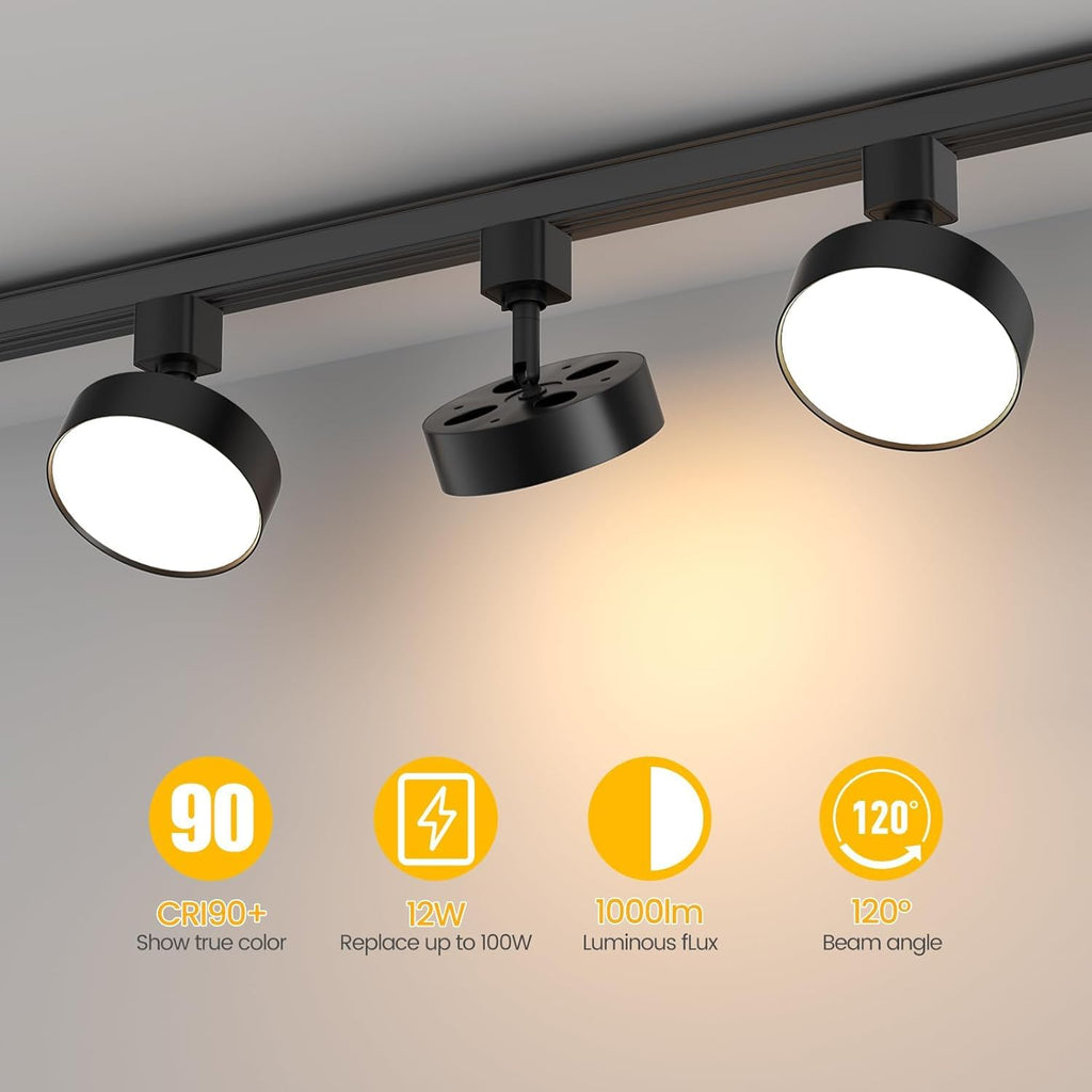 Diffuse J Type Track Lighting Heads, 12W Black 4 Pack