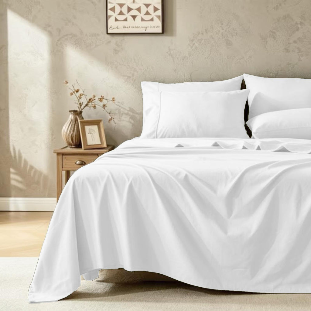 100% Organic Queen Cotton Sheets, Deep Pocket Set, Breathable & Cooling Soft Bedding, Hotel Luxury Bed Sheets, Easy