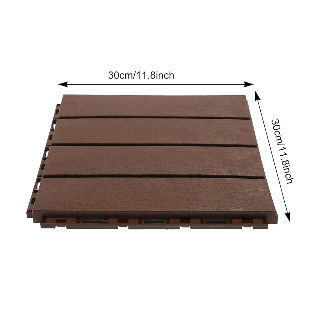10 sq. ft Plastic Interlocking Deck Tiles, 12"x12" Waterproof Outdoor Floor Decking Tiles for Patio Balcony All Weather
