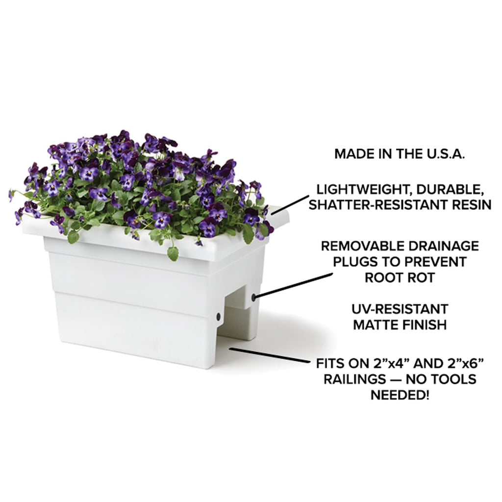 Countryside Railing Planter Box, 24 Inch, White