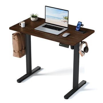 35" Electric Standing Desk, Small Sit Stand up Desk, Dark Walnut