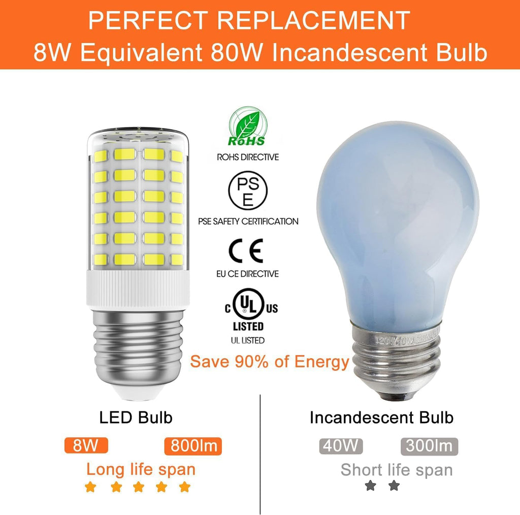 KEI D34L Refrigerator LED Bulb (80W Equivalent) W11216993 E26 Appliance Bulb Replace AP6278388 PS12364857 KEL3418L