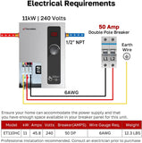 Tankless Water Heater Electric, 11kW 240 Volt On Demand Instant Hot Water Heater for Point of Use
