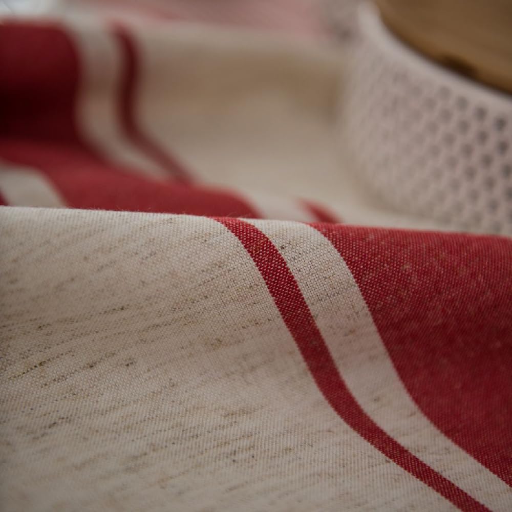 White Red Tablecloth Cotton Linen Farmhouse Table Cover Soft Washable Table Top for Parties Coffee Kitchen Décor