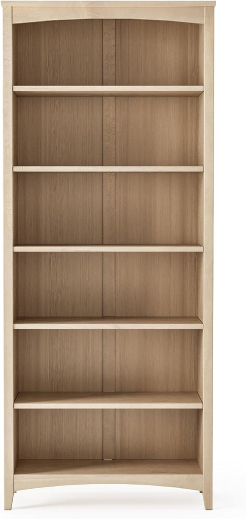 Shaker Style 6 Shelf Bookcase/Solid Wood / 72 inch Tall/Adjustable Shelving/Closed Back/Display Bookshelf , Light Oak