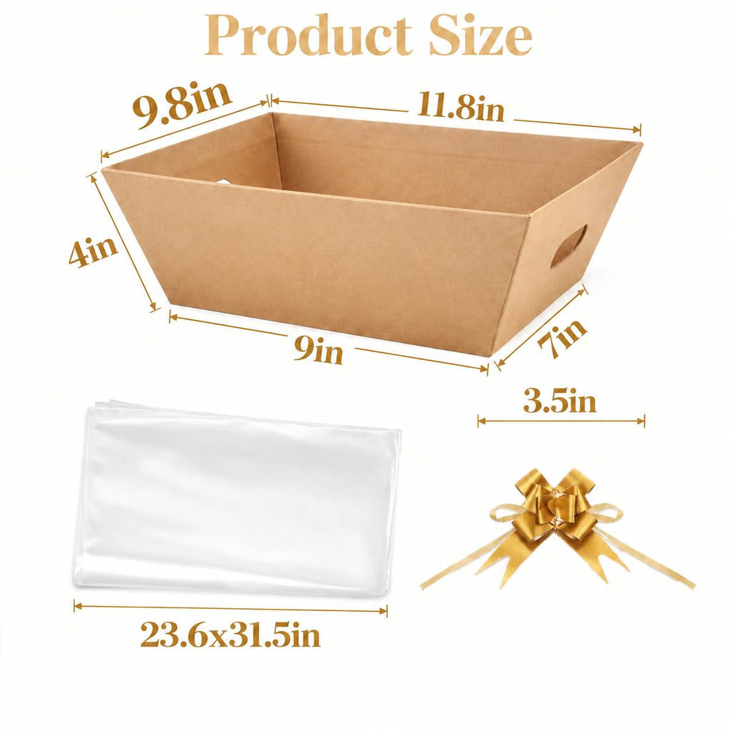 10 PCS Empty Gift Basket Kit with 500g Crinkle Paper Filler Kraft
