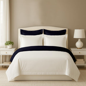 5PC Reversible Duvet Cover Set Super King Plus 120x120 - 100% Egyptian Cotton, Sateen, Soft & Breathable, Hotel