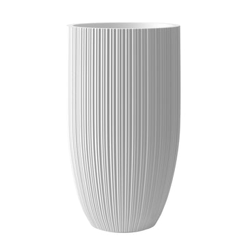 24 Inch Tall Concrete Planter, Large Garden Pot with Drainage Hole for Outdoor and Indoor Use on Patio or Porch