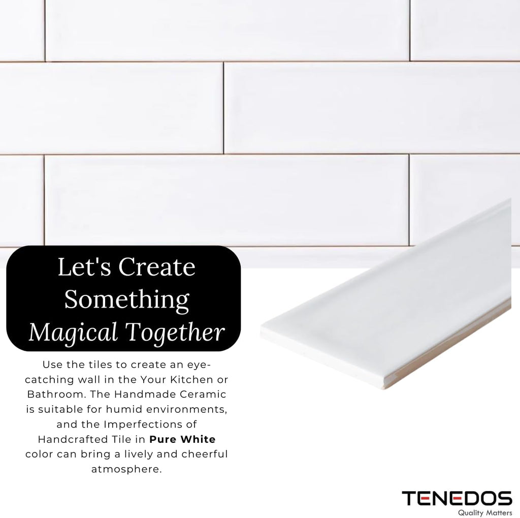 Larissa Handmade Ceramic Subway 3x12 Inch Wall Tile Backsplash Gloss Finish Shower, Accent Decor, Fireplace (Box of