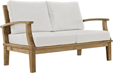 EEI-1144-NAT-WHI-SETMarina Premium Grade A Teak Wood Outdoor Patio Loveseat Natural White