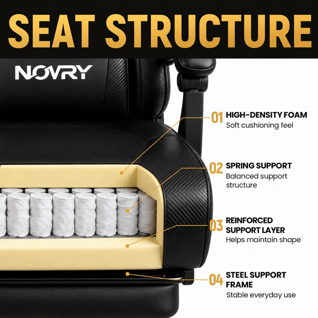 Gaming Chair for Adults with Footrest, Upgraded Ergonomic Chair, All Black