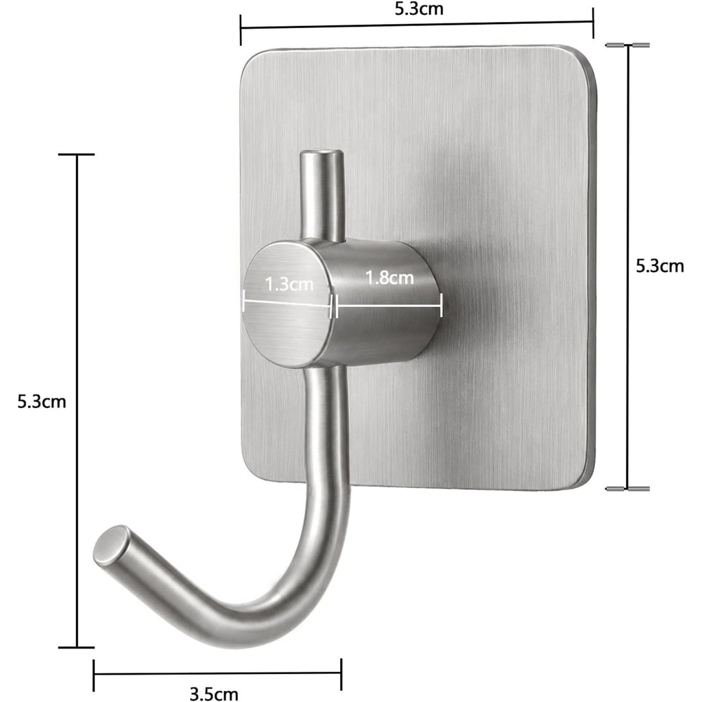 6PACK Adhesive Wall Hooks, Heavy Duty Sticky Holder Waterproof Aluminum Towel Hooks for Hanging Coat, Hat, Towel