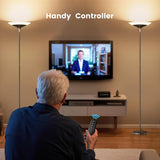 Torchiere Floor Lamp - 72" Tall LED Standing Lamp with Remote/Button Control, 1800Lm, 3000-6500K