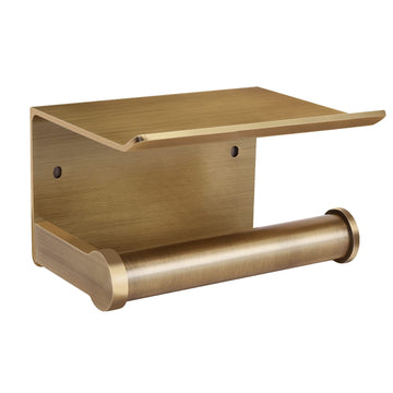 Antique Bronze Toilet Paper Holder Wall Mount with Shelf - No Drill 3M Adhesive or Screw Mount Bathroom Tissue Paper