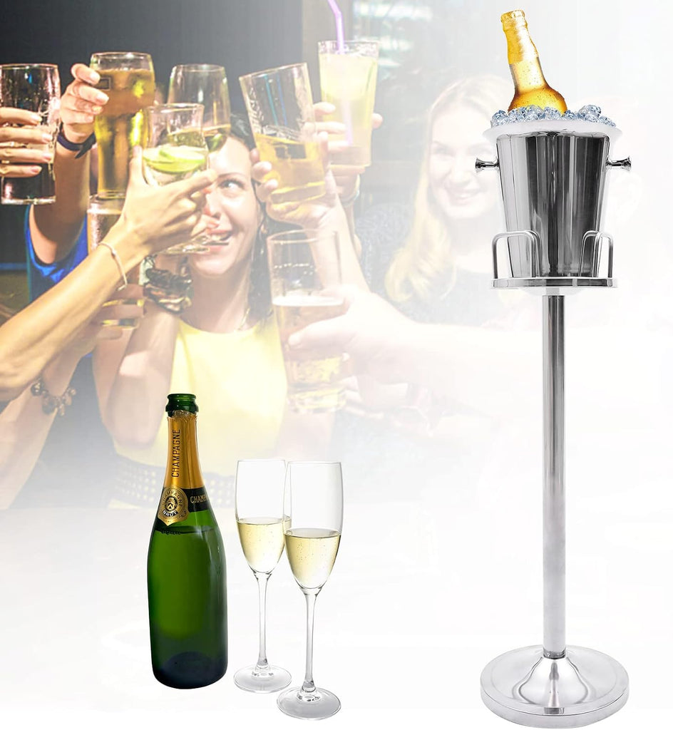 Ice Bucket with Stand, Stainless Steel Champagne Bucket Wine Cooler Ice Chiller for Cocktail Bar, Wine, Home Bar
