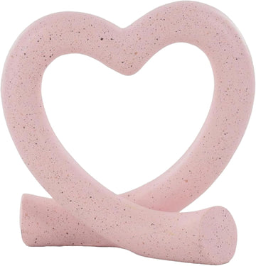 Pink Heart Decor Sculpture, Cute Romantic Love Statue Aesthetic Room Decor Desk Shelf Coffee Table, Gift for Her
