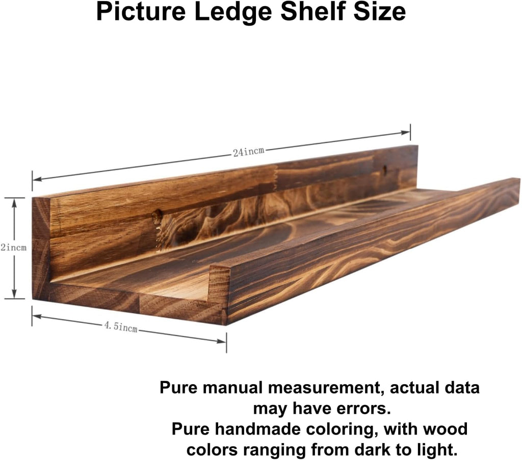24 Inch Floating Shelves Set of 3 - Rustic Wood Picture Ledge Shelf Storage Decor - Nursery Book Shelves, Wall