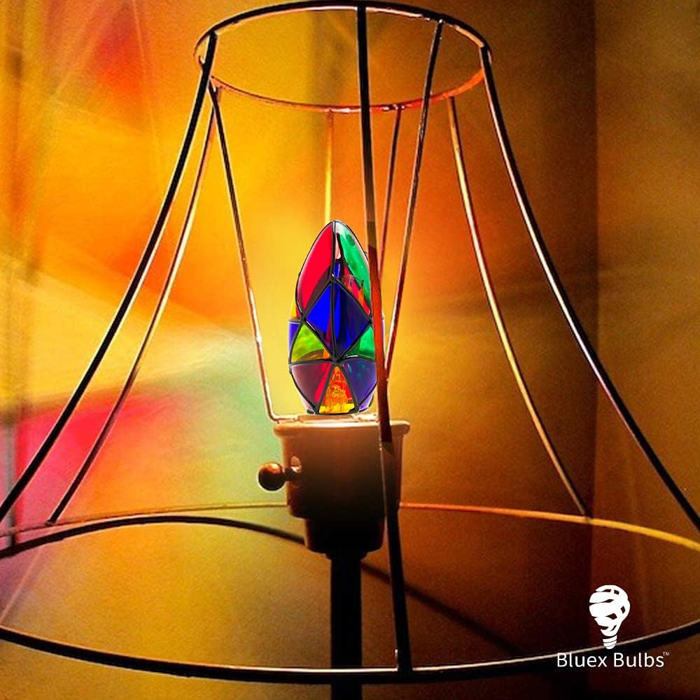 3 Pack LED Stained Glass Light Bulb E12 LED Bulb 2W (25W Equivalent) Candelabra Base Painted Night Light Mosaic Light