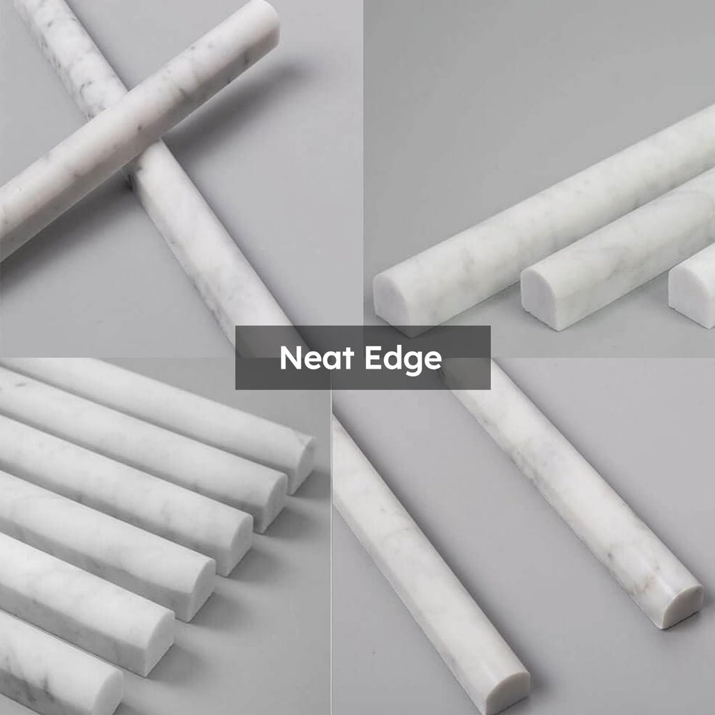 15 Pcs Carrara White Marble Pencil Liner Trim, 3/4×12 Inch Polished