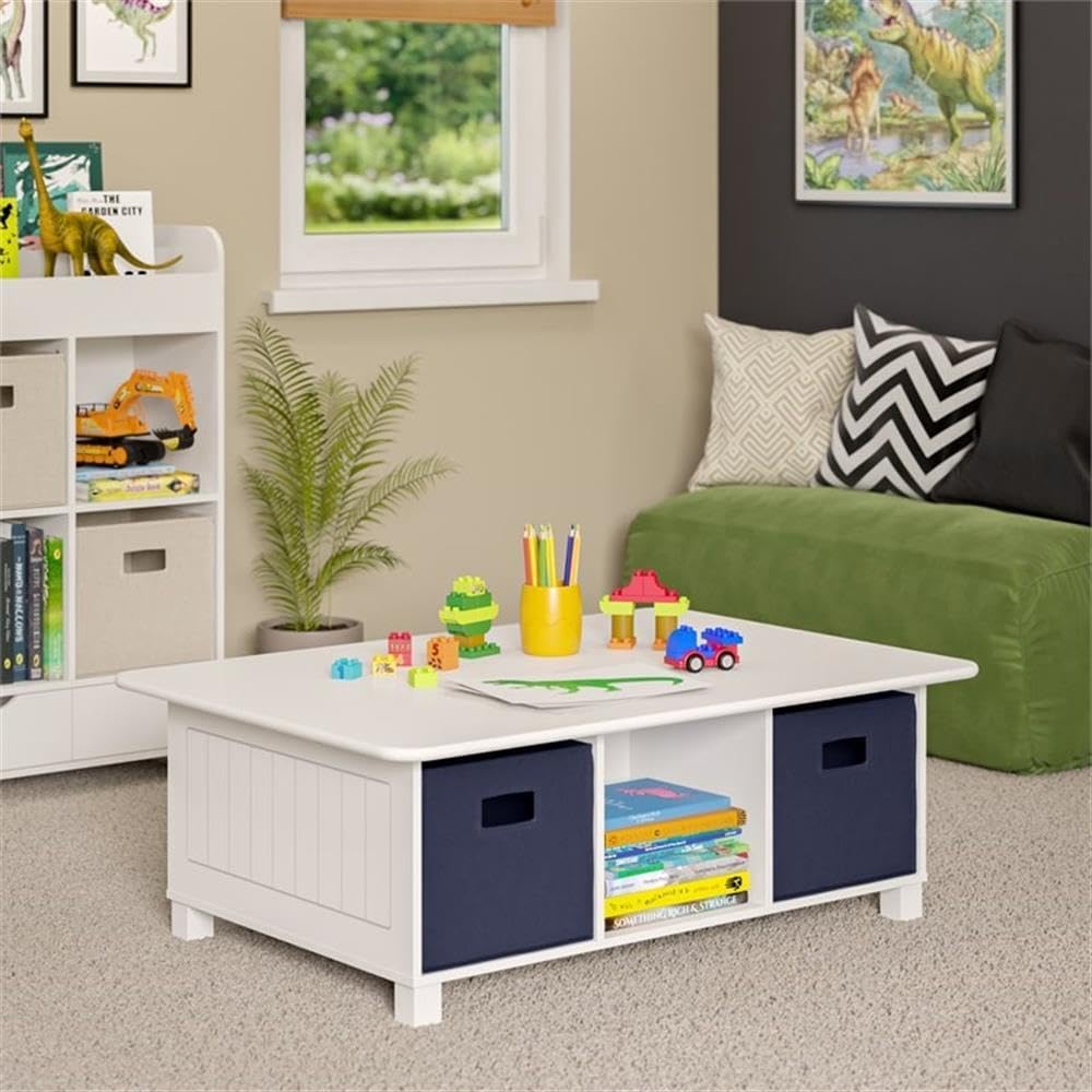 Kids Desk and Activity Table with 6 Storage Cubbies for Folding Bins - Art Craft or Train Table Design for Play Area