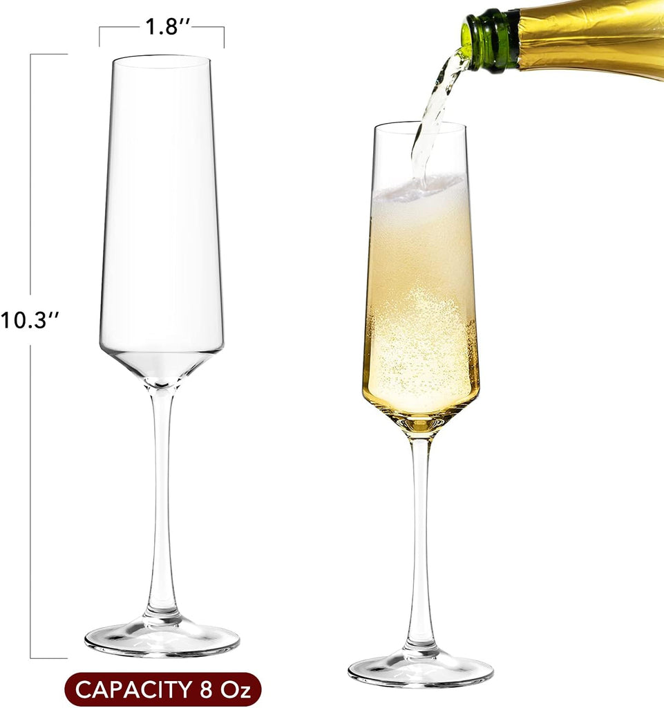 Champagne Flutes Set of 6 Hand Blown Crystal Champagne Glasses Hand Crafted by Artisans Premium Crystal Gift for