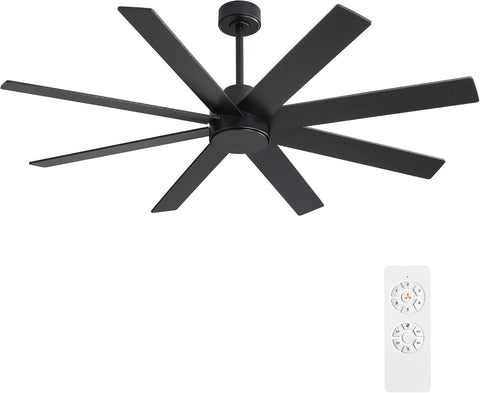 72" Large DC Ceiling Fans without Lights, 3 Downrods, 8 Plywood Blades, 6-Speeds Reversible DC Motor