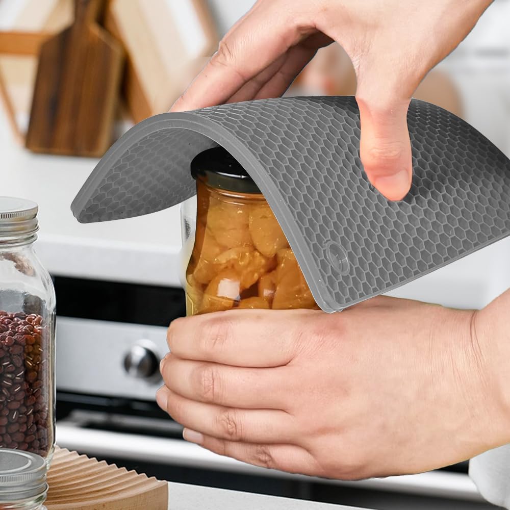 Silicone Square Trivets Mat, 6 Packs Multipurpose Non Slip Heat Resistant Pot Holder-Gray - Set of 6