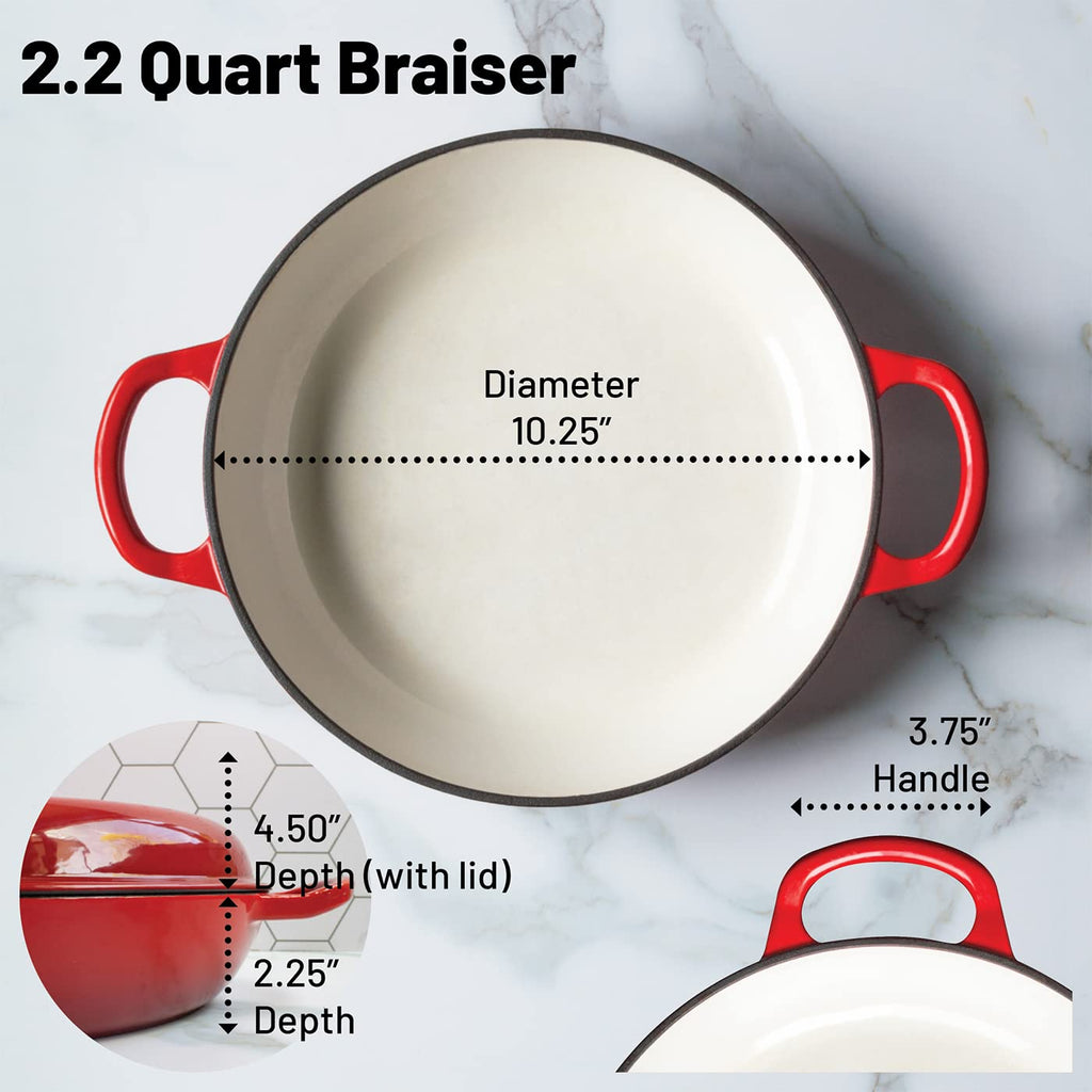 Enameled 2.25 Quart Signature Cast Iron Braiser with Lid
