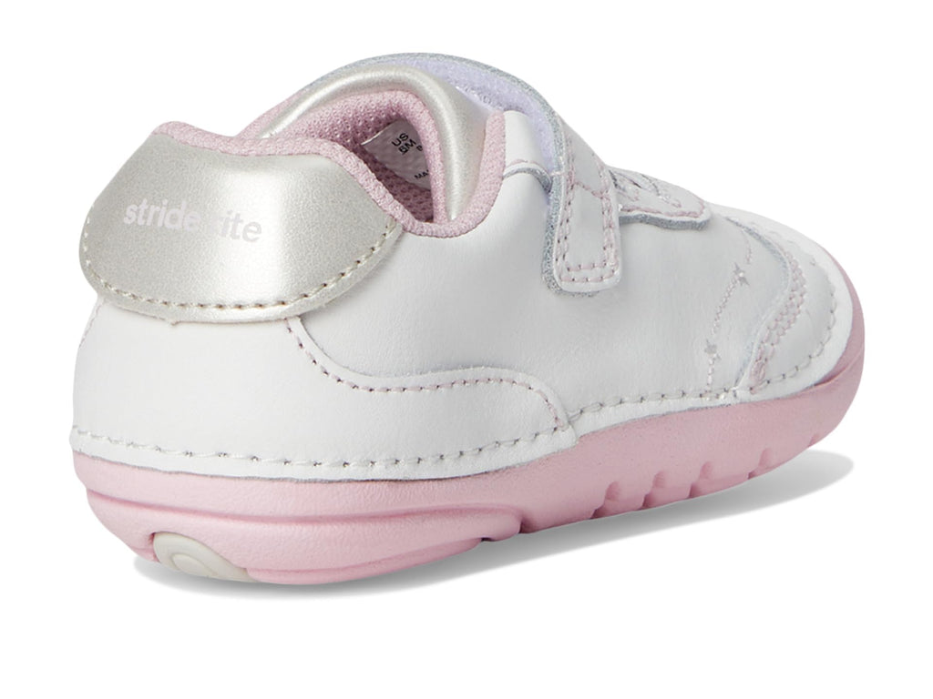 Rite girls Soft Motion Adalyn First Walker Shoe, White/Silver, 4.5 X-Wide Infant US