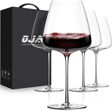 Red Wine Glasses Set of 4, Large Burgundy Glasses 23 OZ, Hand Blown Crystal Glass Light, Clear, Best for Wine