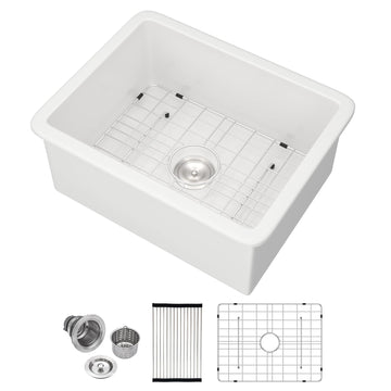 23"x18" Undermount or Drop In Ceramic Wet Bar Sink White