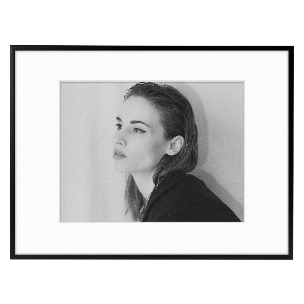 12x16 Black Aluminum Frame with White Mat, Real Glass