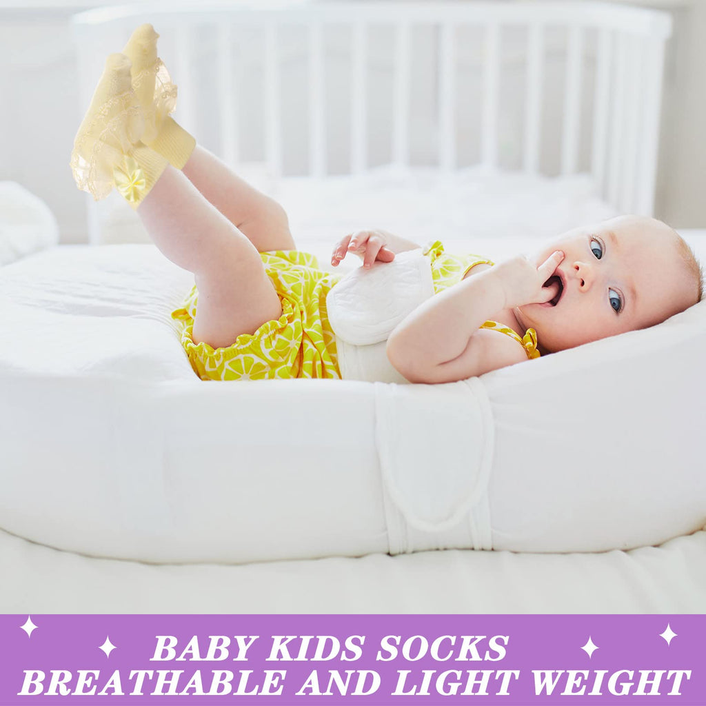 9 Pairs Baby Lace Socks Girls Ruffle Ankle, Multicolor