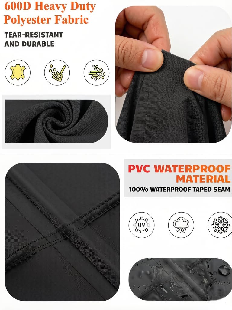Fire Pit Cover Round Patio Outdoor Waterproof 50Dia Black