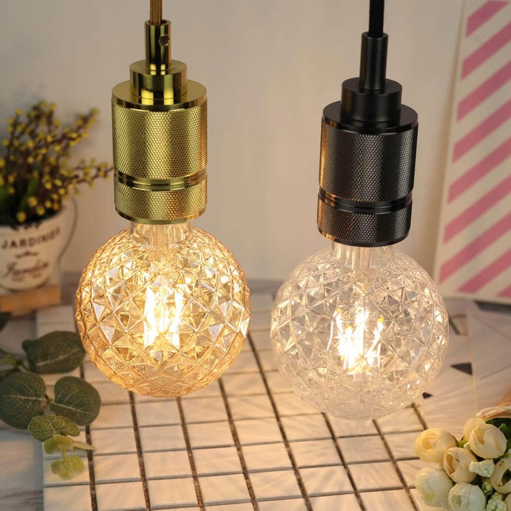 G95 Decorative Edison Light Bulbs 4W E26 LED Filaments Light Bulbs 40W Equivalent E26 Base Amber Glass, Warm White