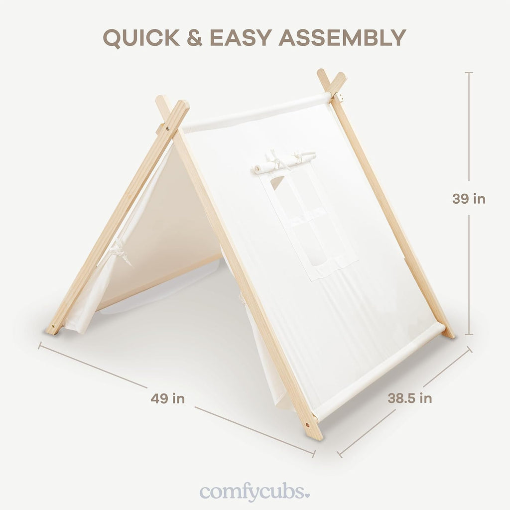 Kids Play Tent - Breathable Cotton Teepee for Imaginative Activity - Indoor Canvas Play Tent - Easy Setup, Safe