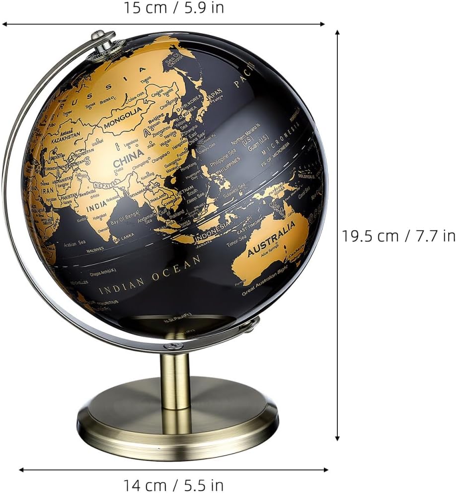 Antique Globe Ornament Rotating World Globe Desktop Decor Elegant Geography Table Decoration and Office Vintage Desk