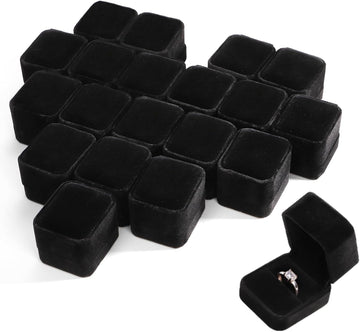 Velvet Ring Box, Black Jewelry Gift Case - Set of 20