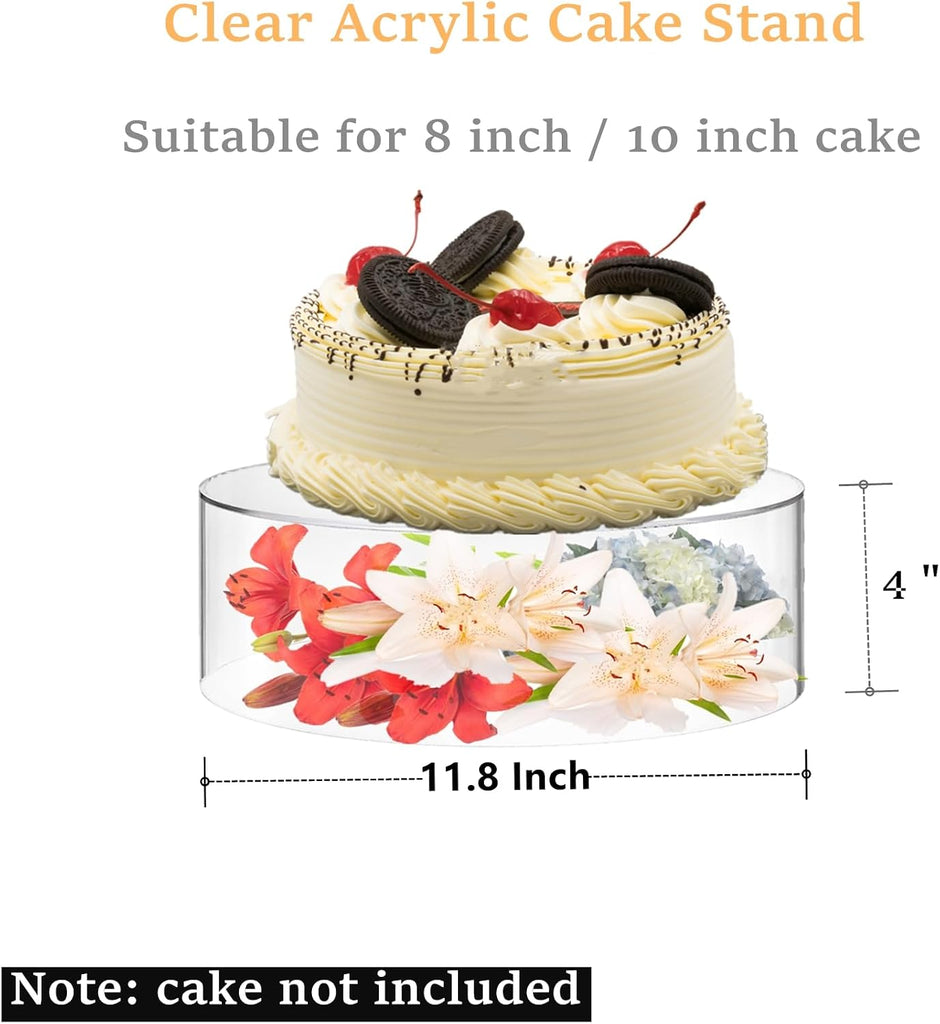 12 Inch Clear Acrylic Cake Stand, Round Cupcake Display Holder with Hollow Bottom, Dessert Stand for Wedding Birthday