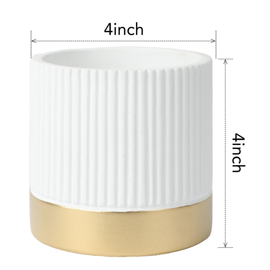 Set of 3 Cement Planter Pots with Drainage Hole, 4 inch Plant Pots for Plants Indoor Houseplants, Succulent Pots