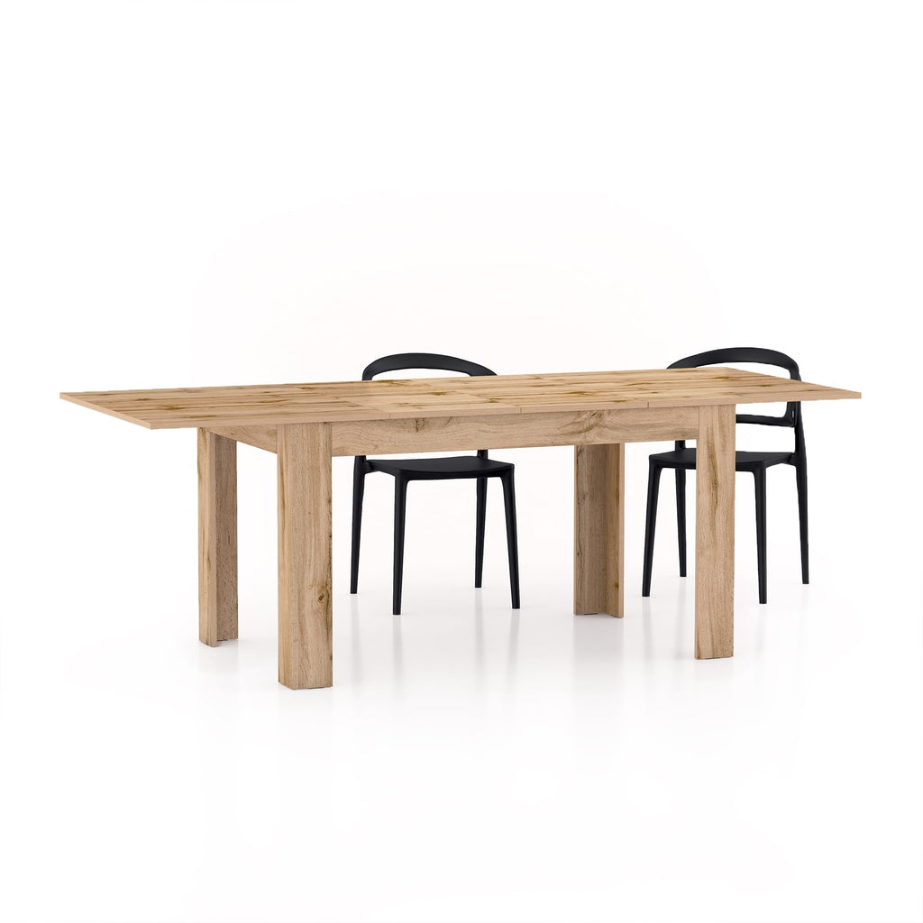 Easy, Extendable Dining Table, 55, 1(86, 6) x35, 4 in, Rustic Oak, for 6-8 People, Expandable Dining Table, Italian