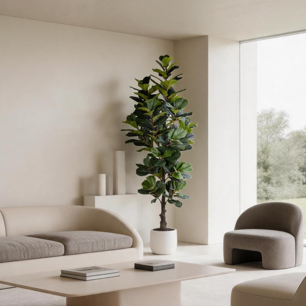 6FT Dense Fiddle Leaf Fig Tree, Tall Artificial Plant Indoor