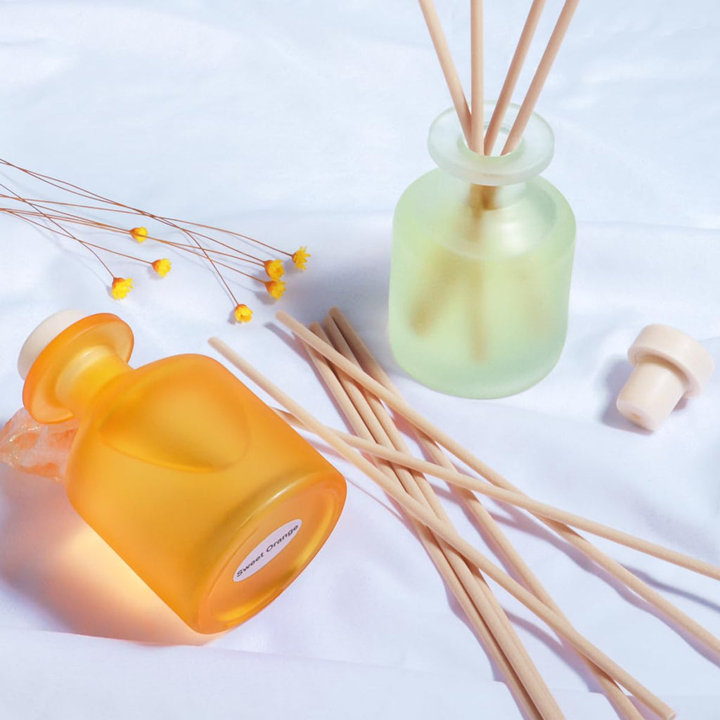 Reed Diffuser - Citrus&Linen 3.38oz (100ml) 2 Pack Essential Oil Reed Diffuser Set with 8 Sticks, Long Lasting
